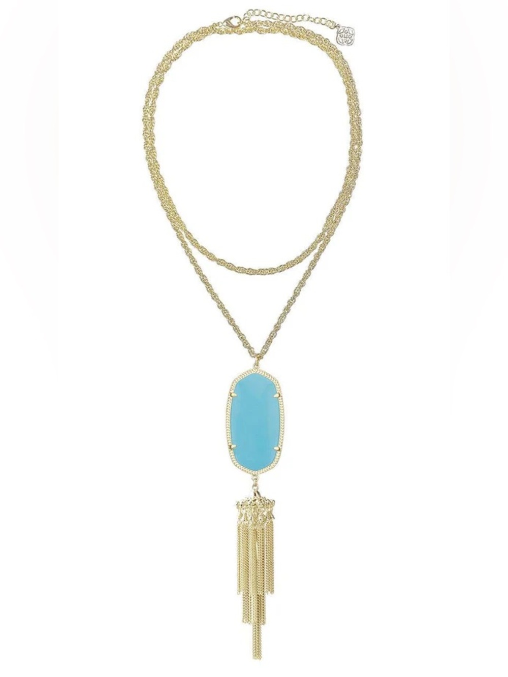 Kendra Scott Rayne Turquoise Magnesite Stone Tassel Pendant Necklace, NEW